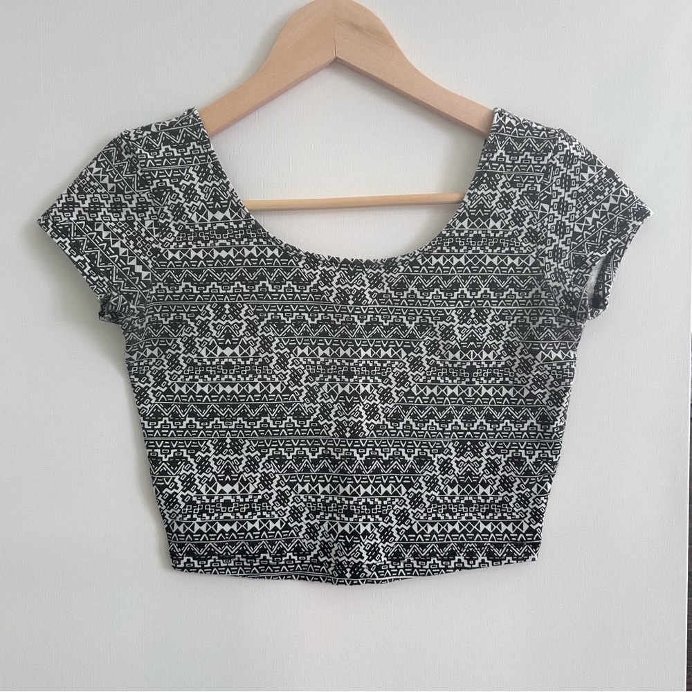 Garage Y2K Tribal Pattern Scoop Neck Crop Top